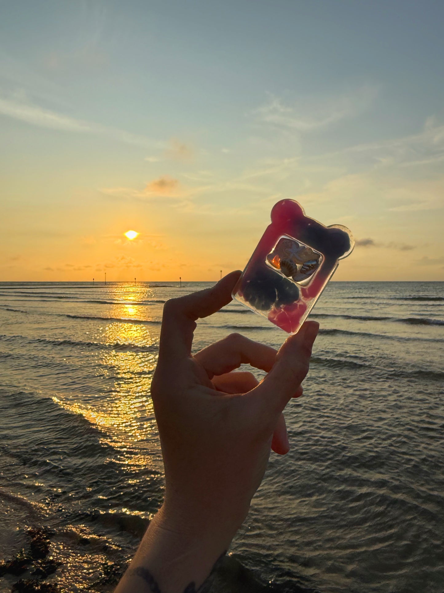 Pink shell bear phone