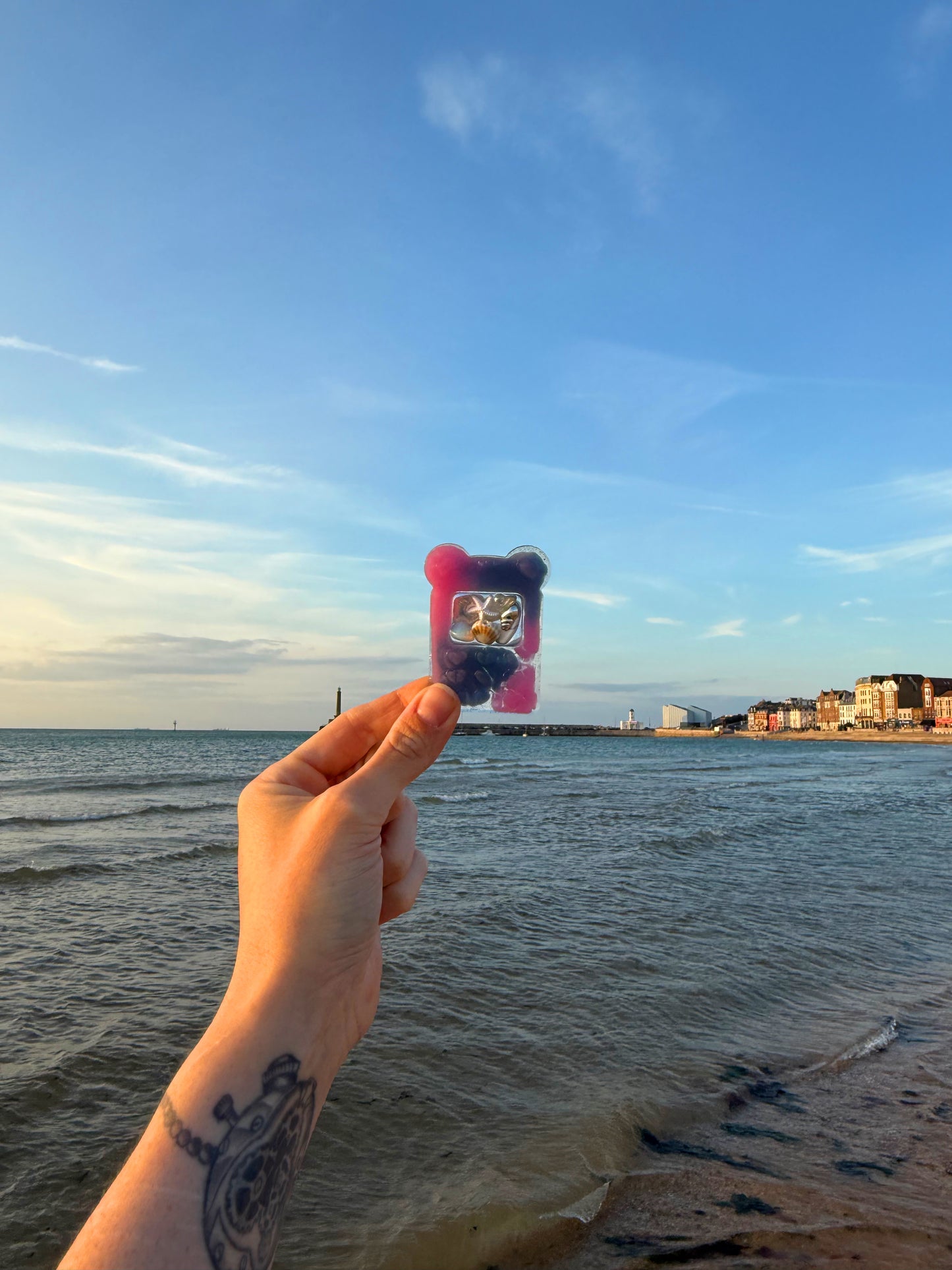 Pink shell bear phone