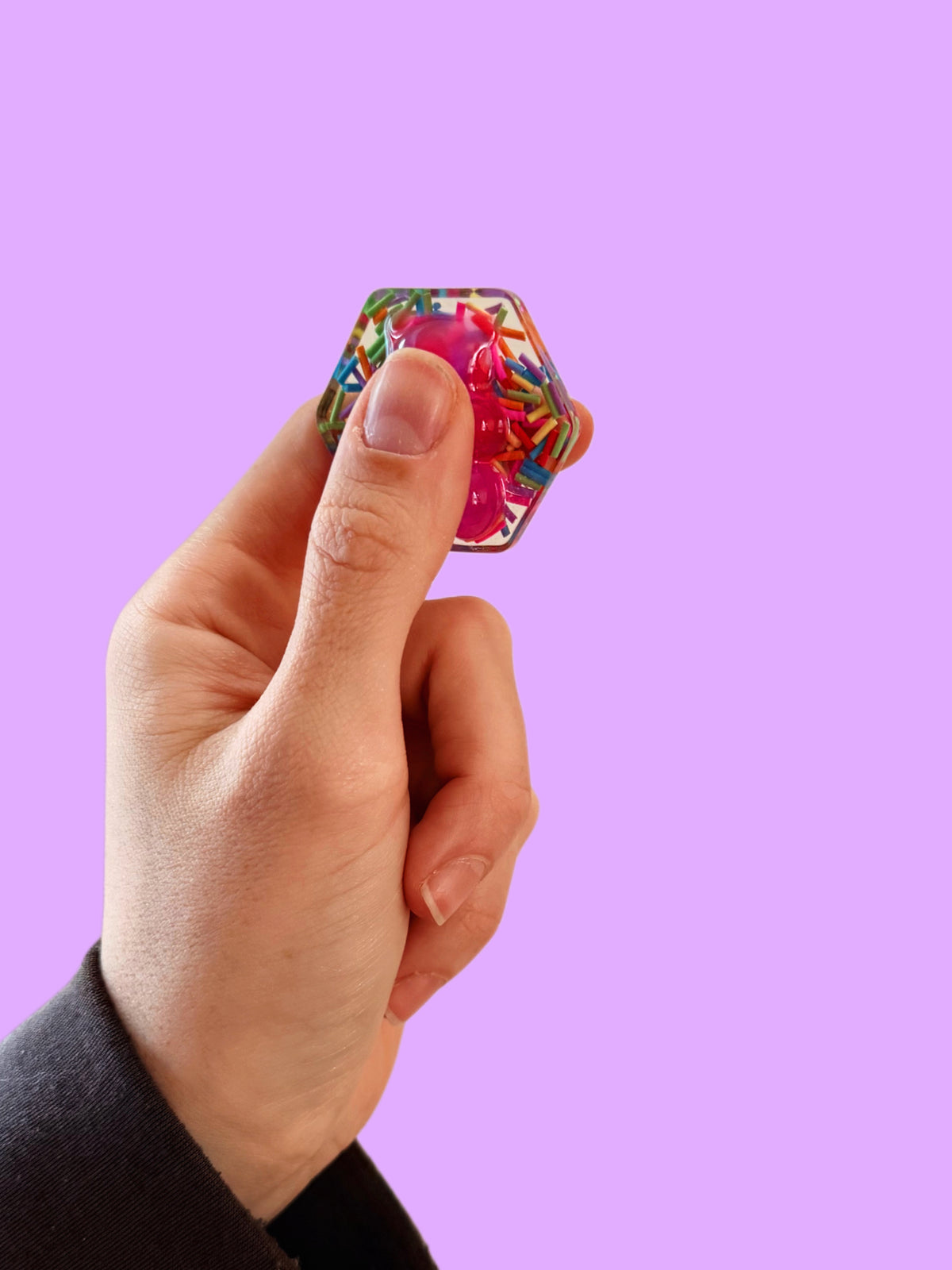 Hot pink gummy hexagon orb
