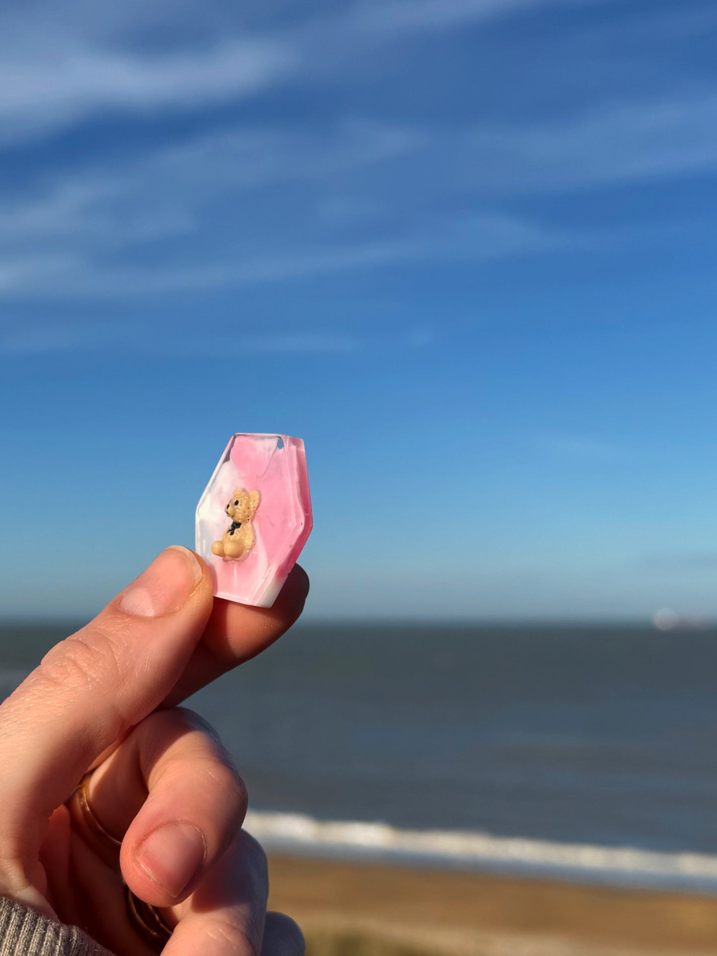 Mini hexagon: pink teddy