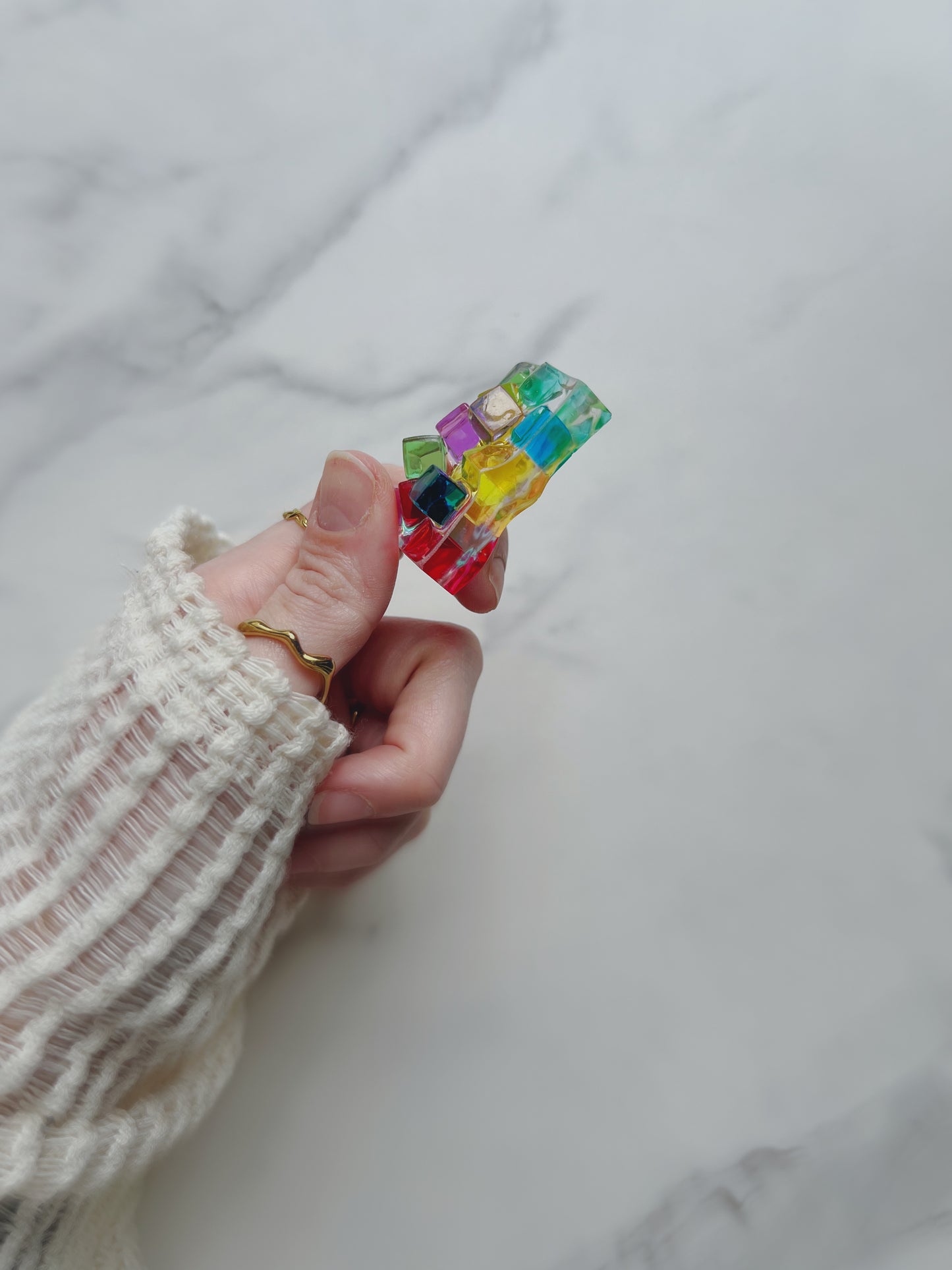 Colour block double textured rectangle wave 30