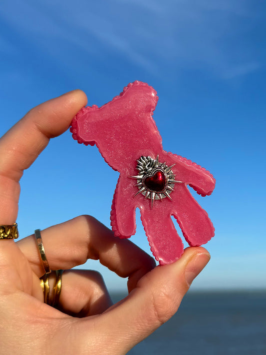 Jagger bear: pink sacred heart