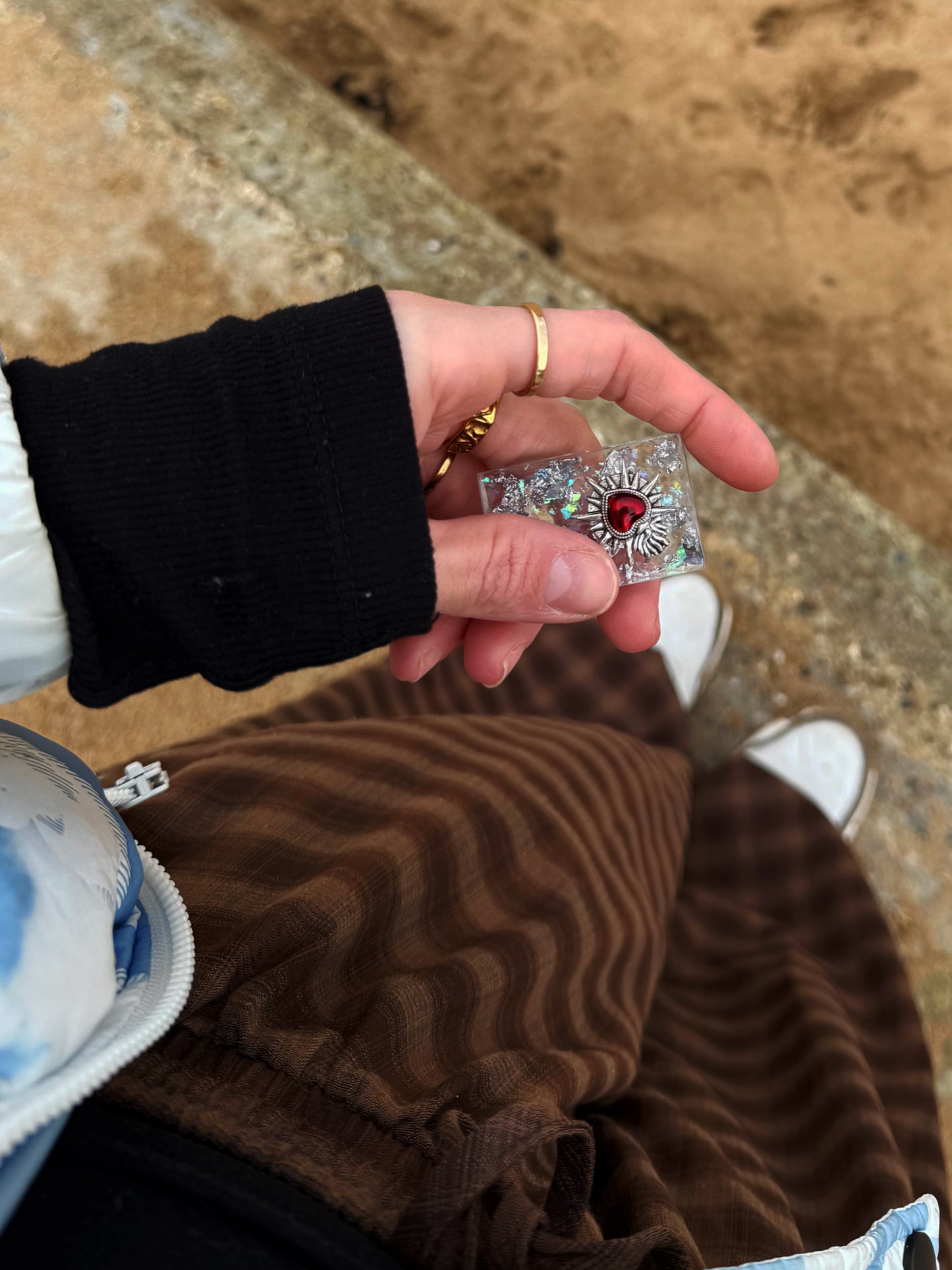 Sacred heart double textured rectangle wave