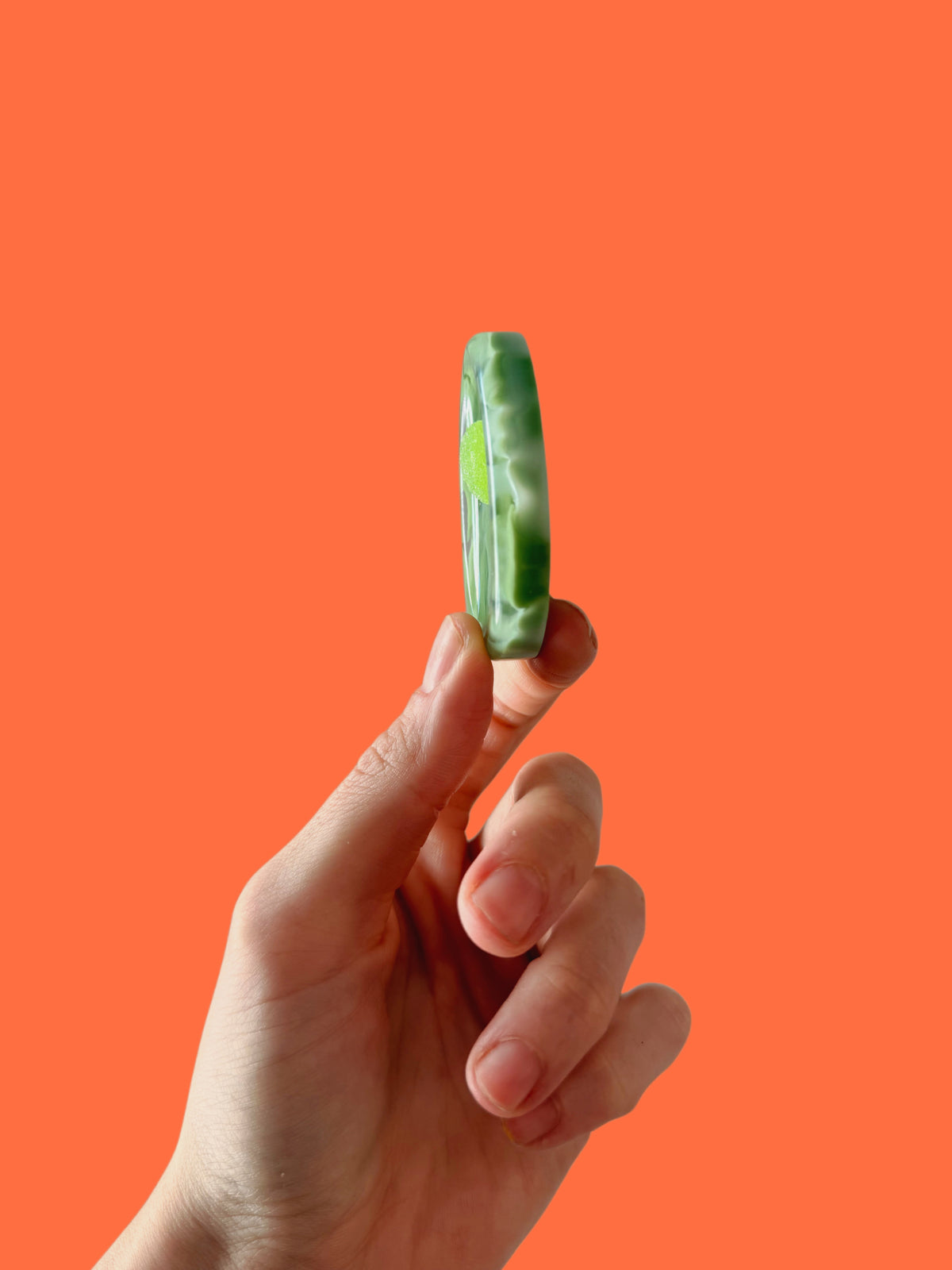 All green worry stone
