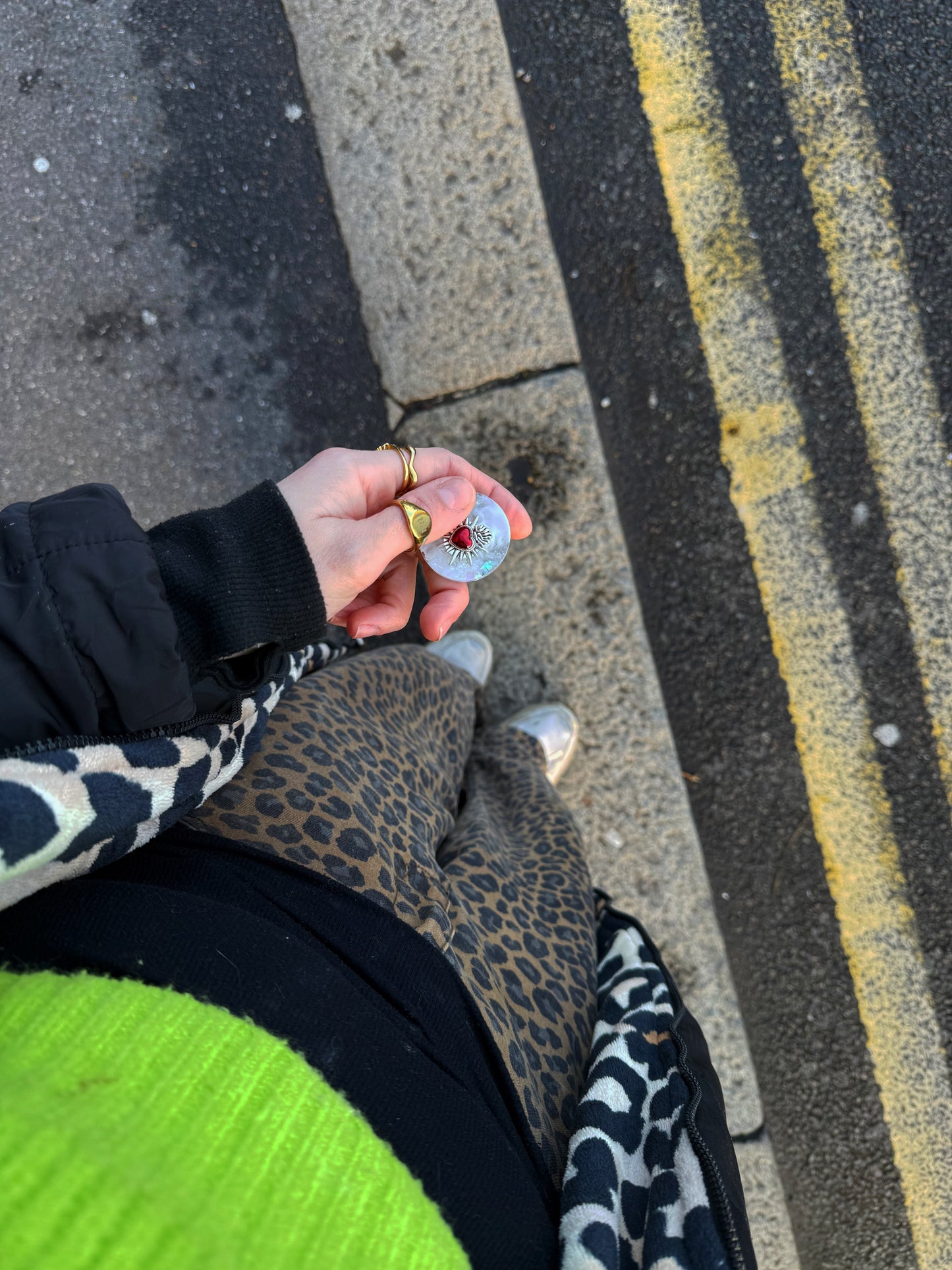 Silver queen sacred heart holographic orb