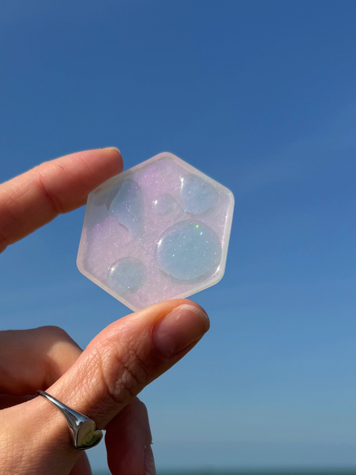 Pink water drop XL hexagon