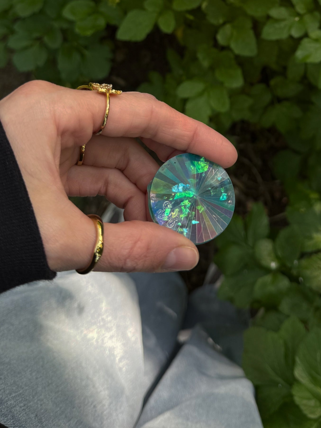Holographic orb: rainbows & gemstones