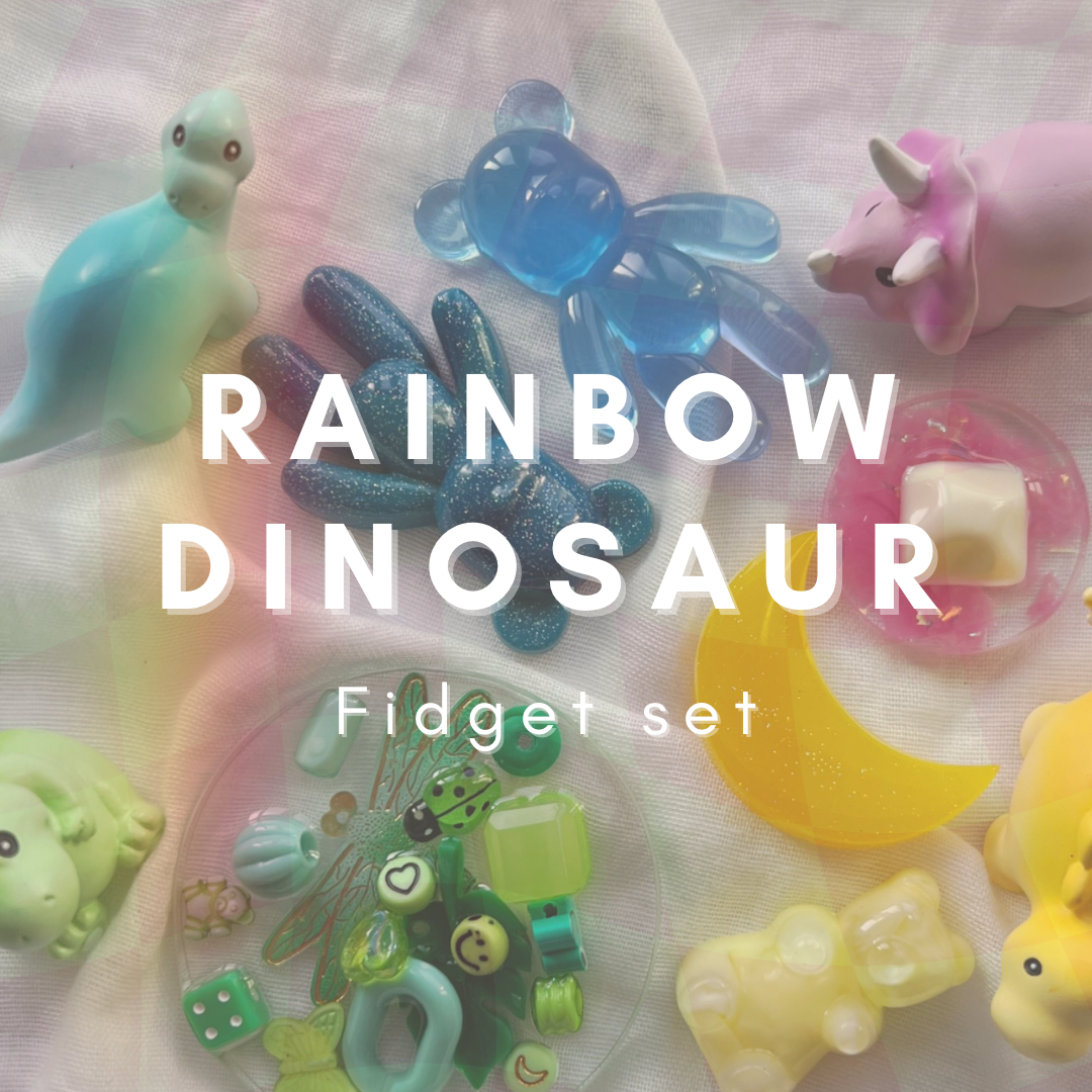 Rainbow dinosaur fidget set