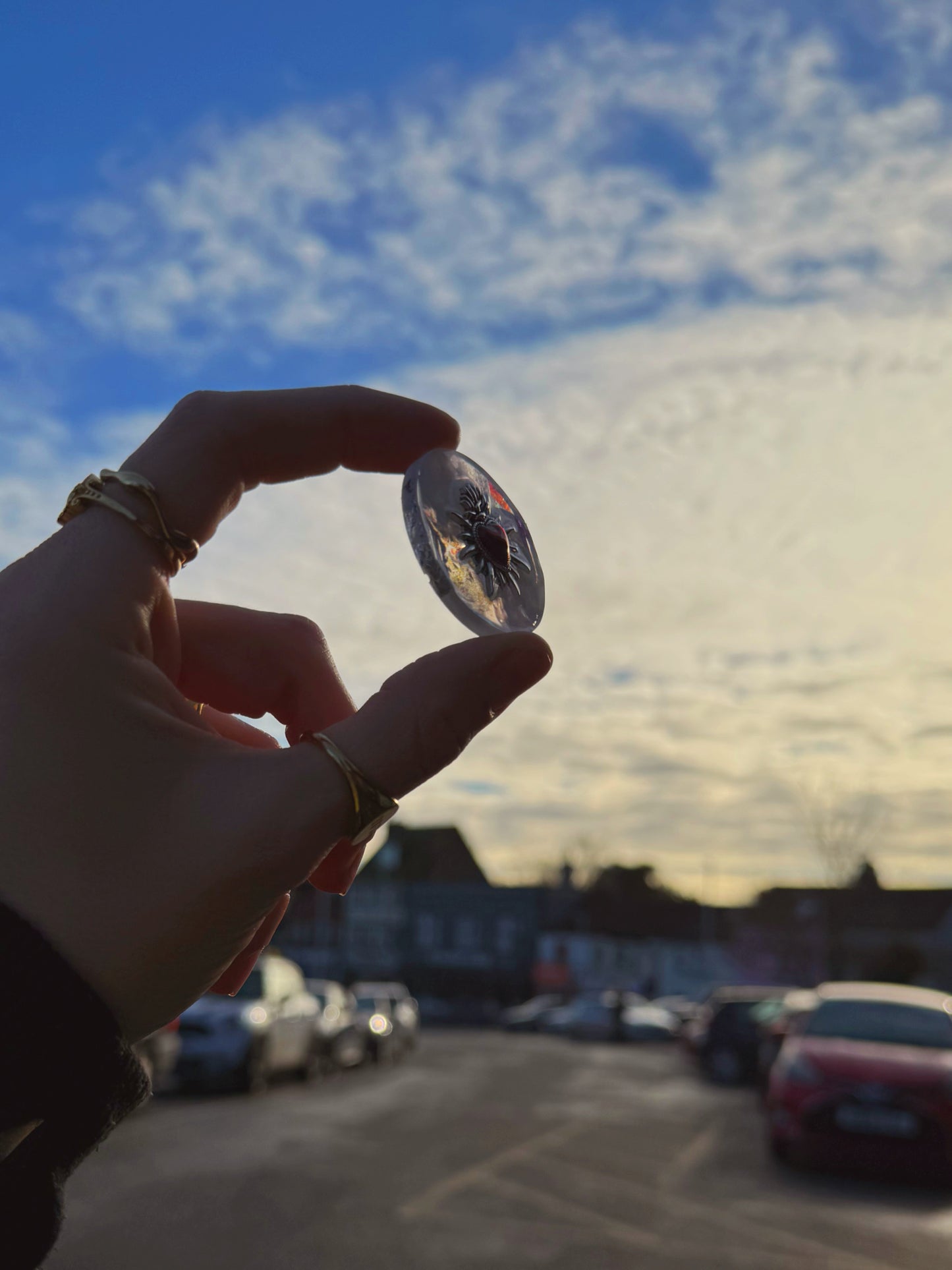 Silver queen sacred heart holographic orb