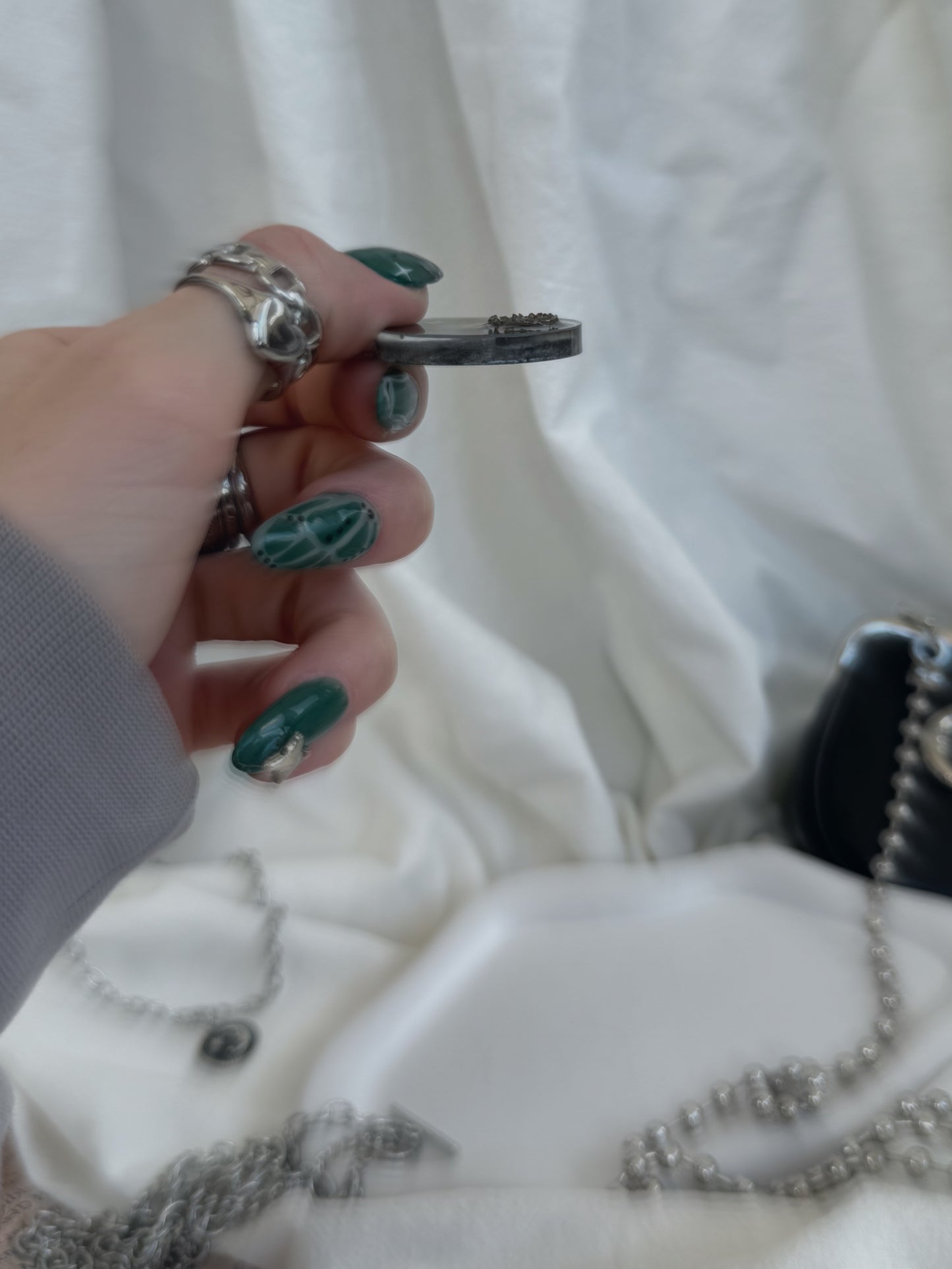 Grey smoke geode orb