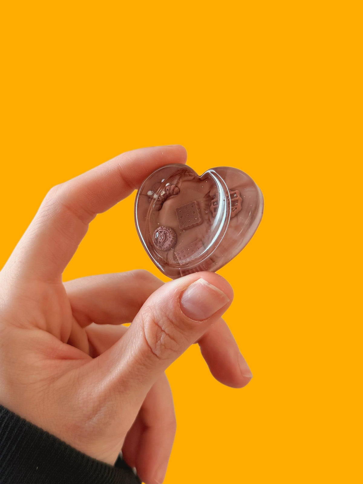 Chocolate heart worry stone