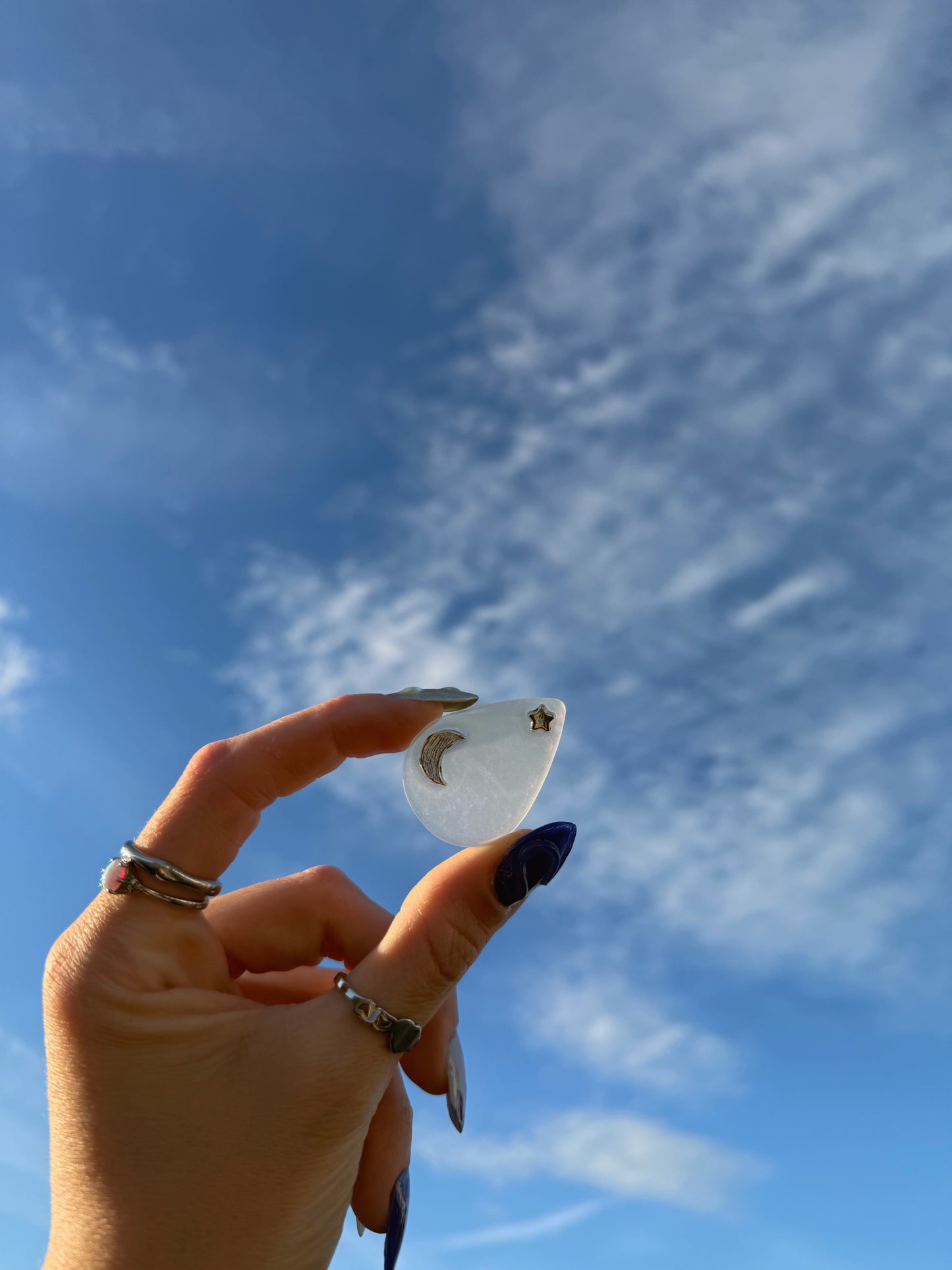 Moon and star tear drop orb