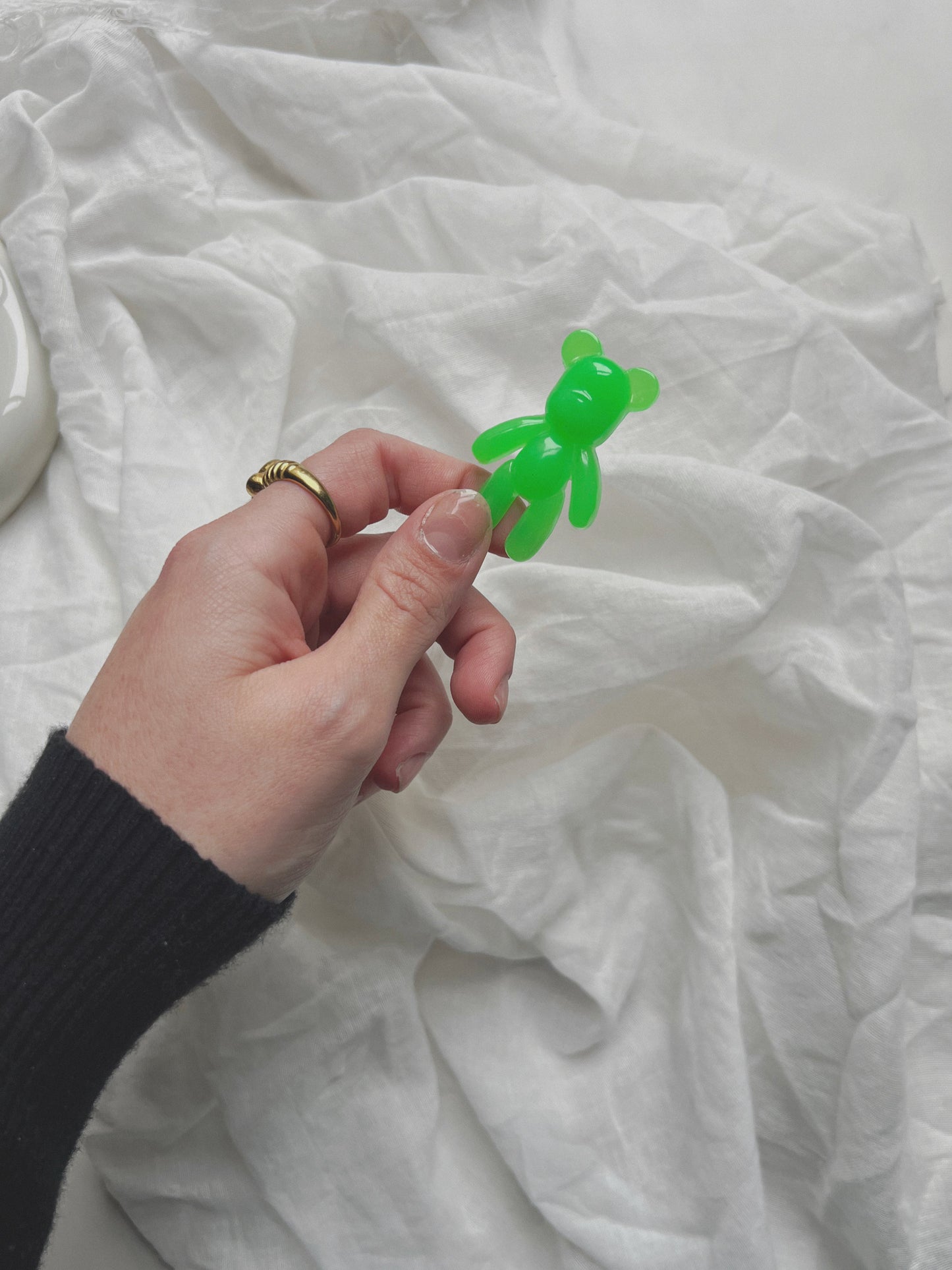 Green glow in the dark worry bear