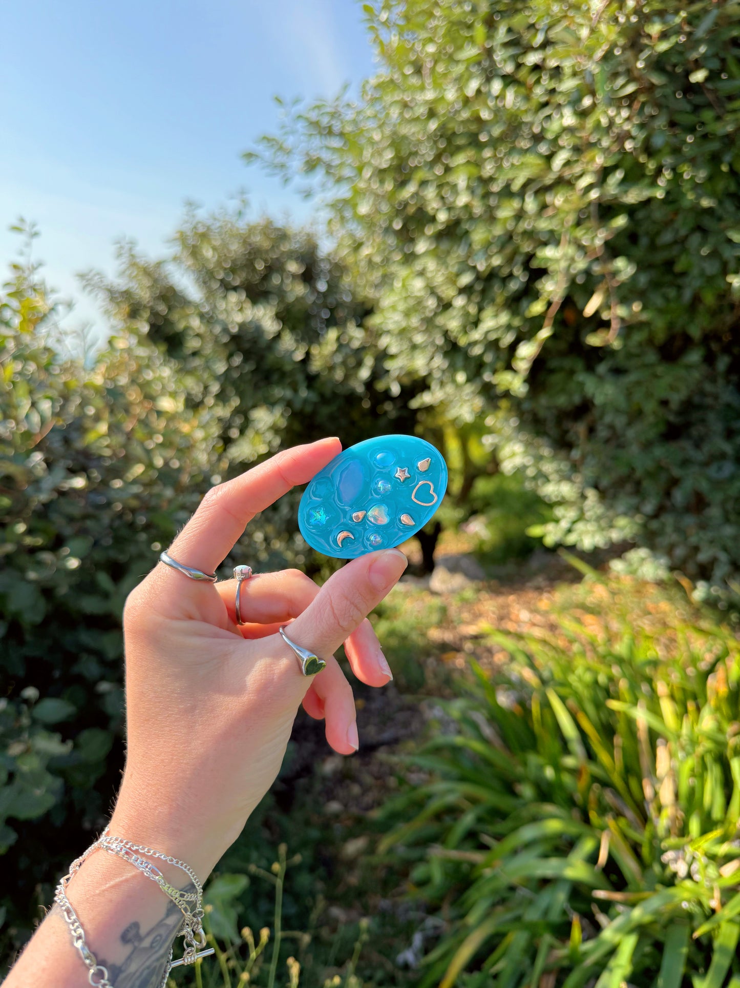 Teal magic palm oval