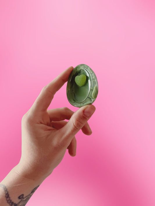 All green worry stone