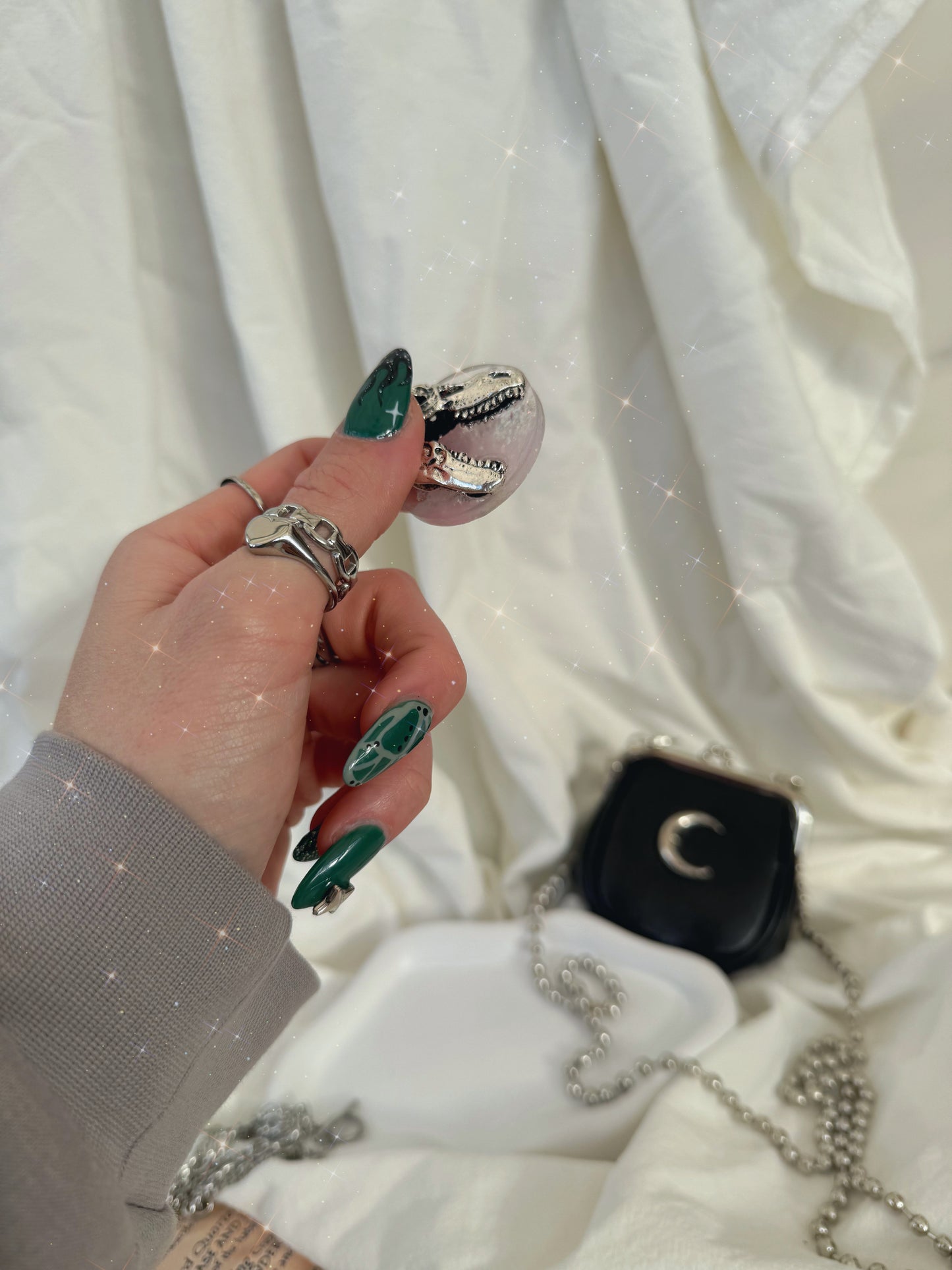 Holographic orb: pink dinosaur