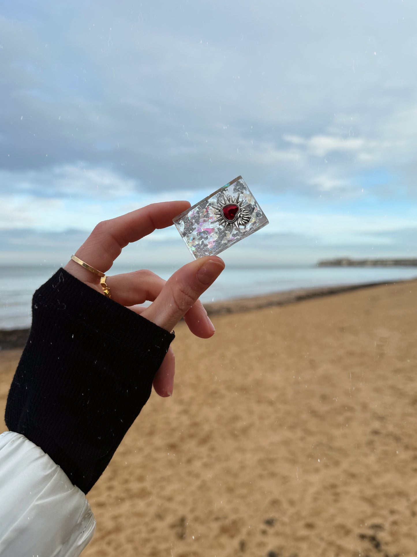 Sacred heart double textured rectangle wave