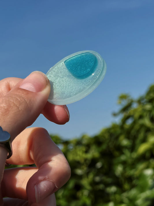 Blue tear drop mini oval