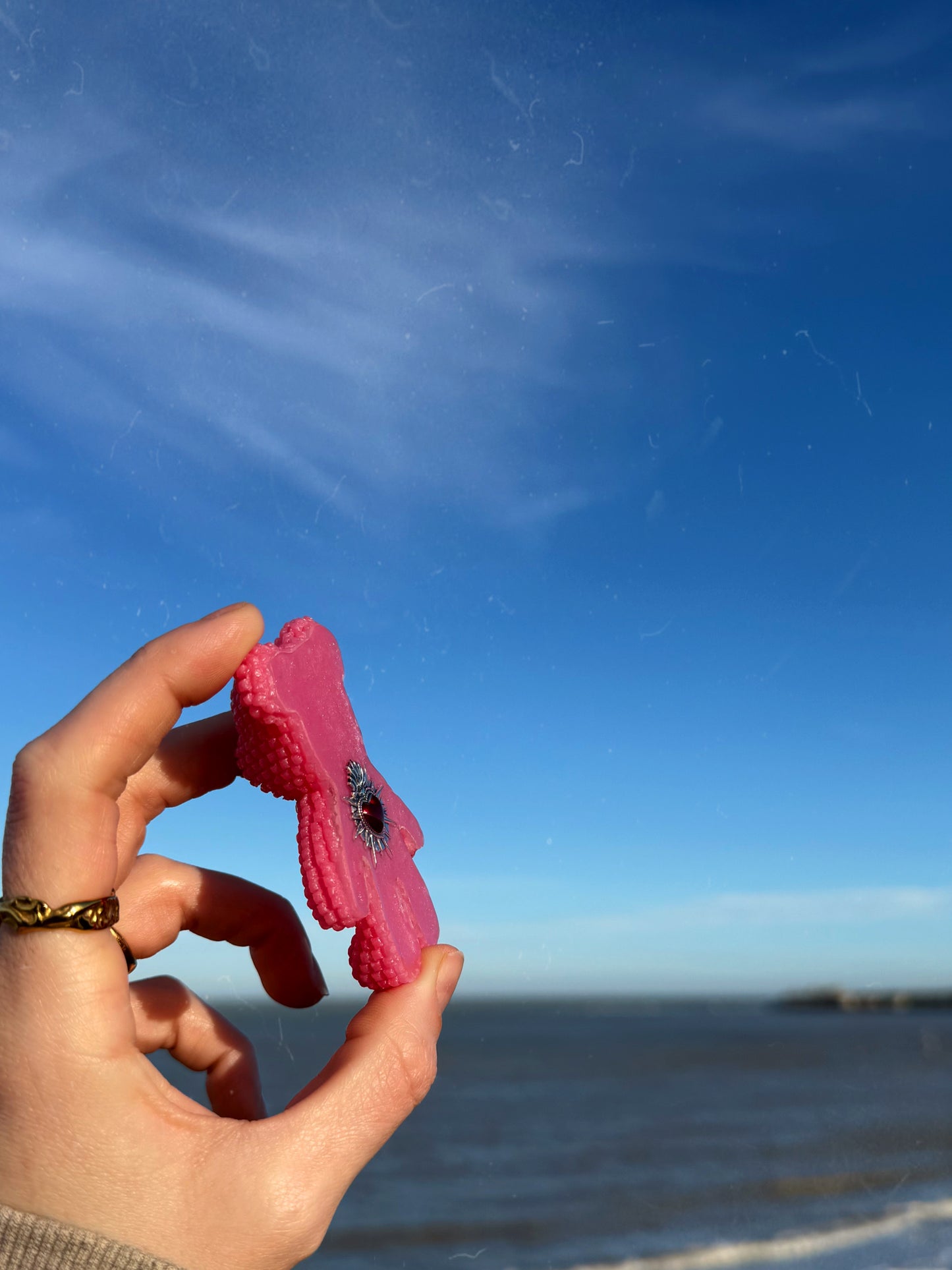 Jagger bear: pink sacred heart