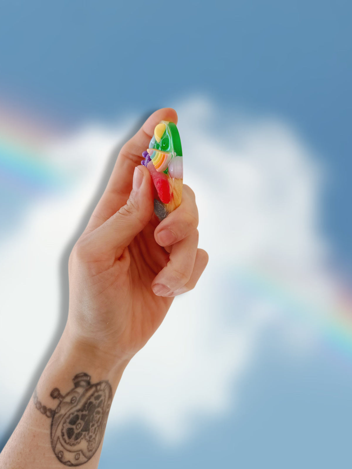 Rainbow snack: palm oval