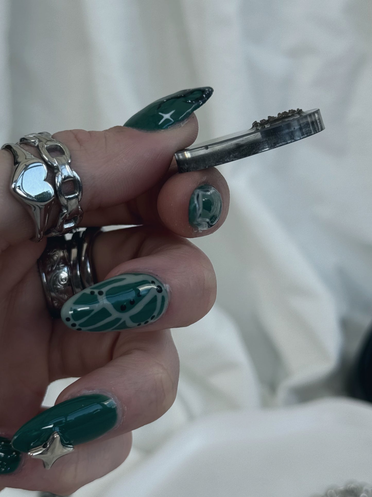 Grey smoke geode orb