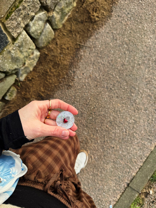 Silver queen sacred heart holographic orb