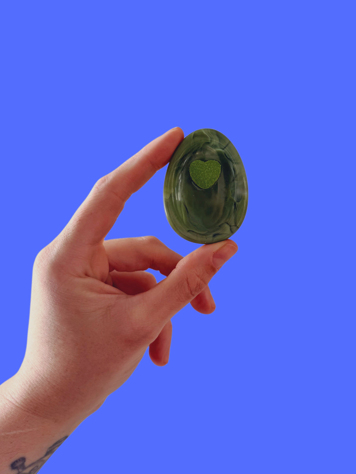 All green worry stone