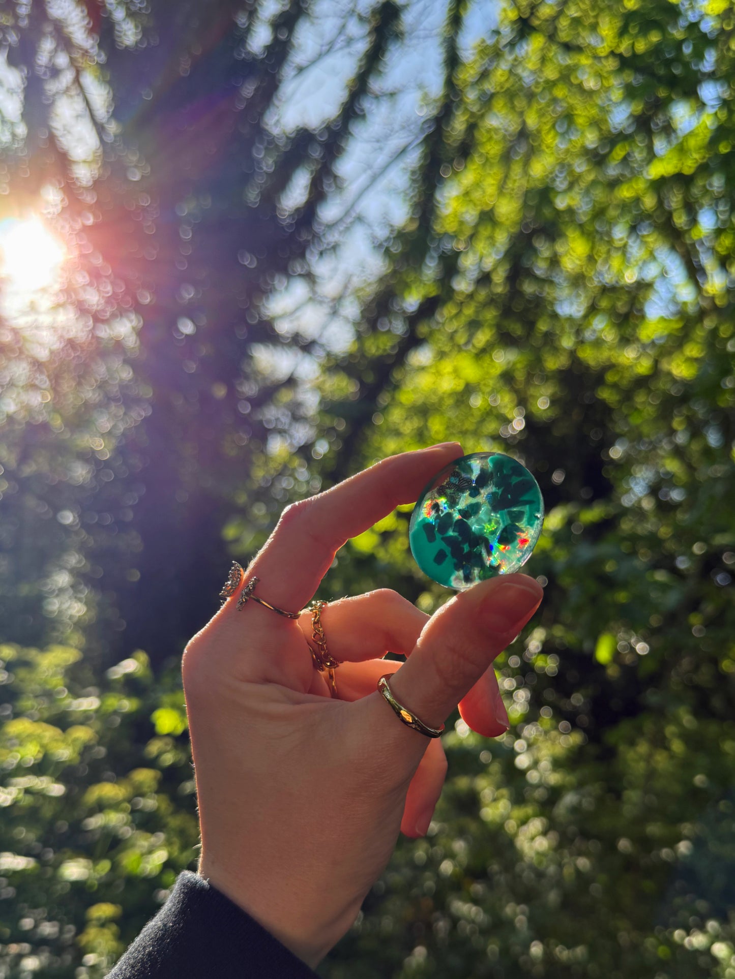 Holographic orb: rainbows & gemstones