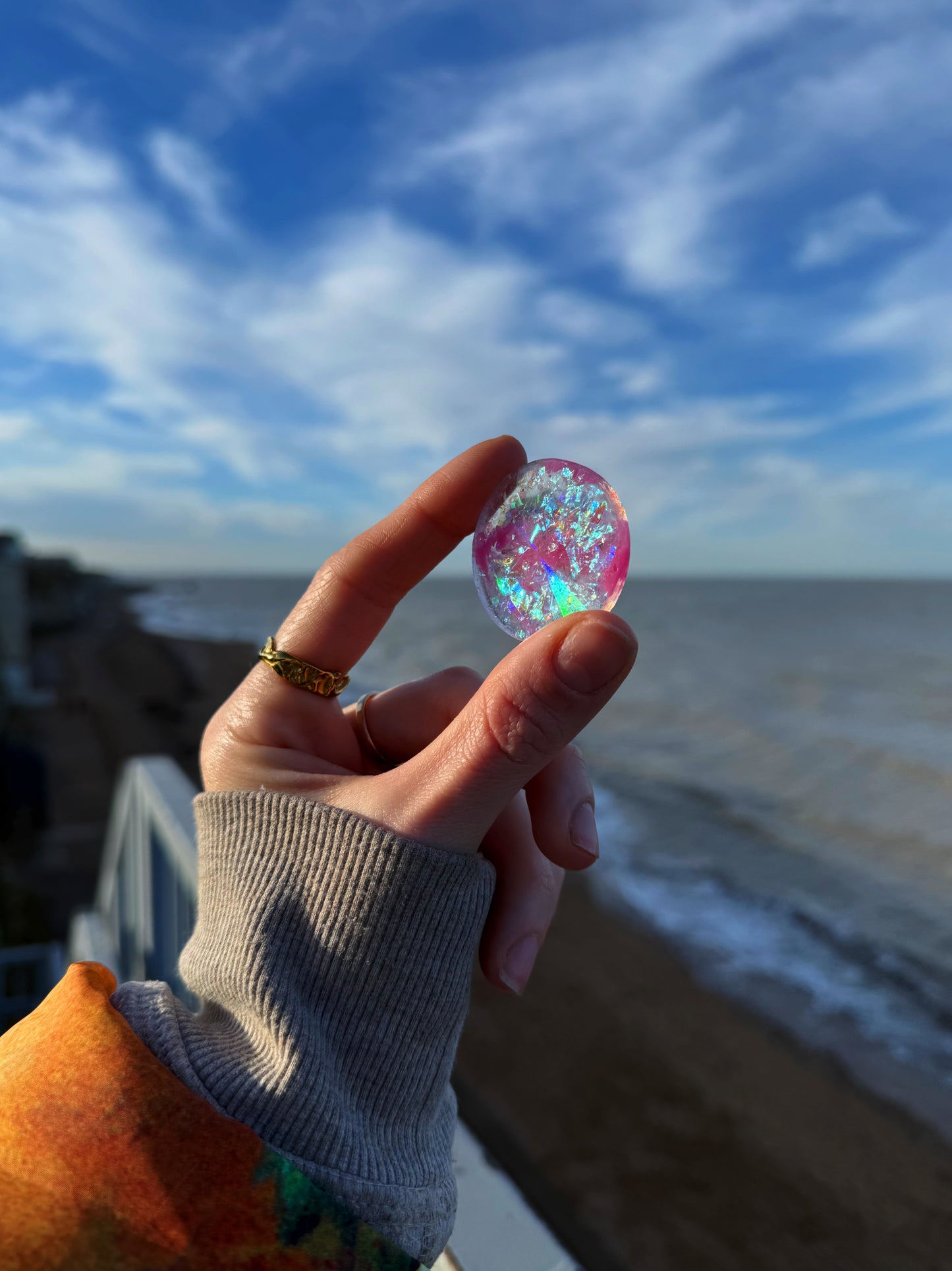 Pink princess sacred heart holographic orb