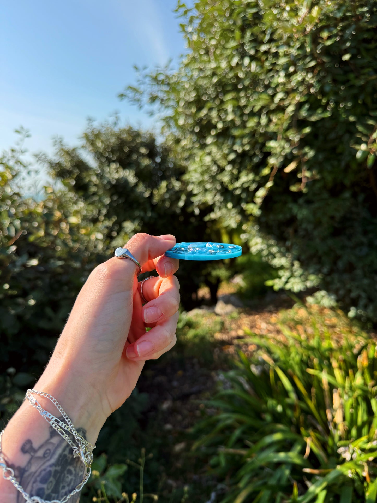 Teal magic palm oval