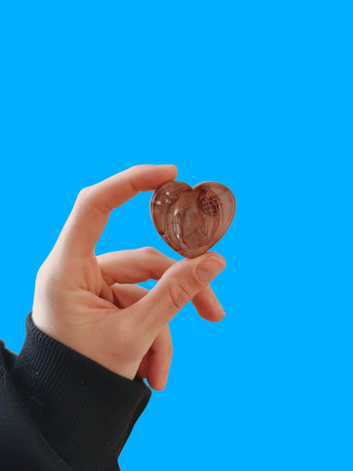 Chocolate heart worry stone