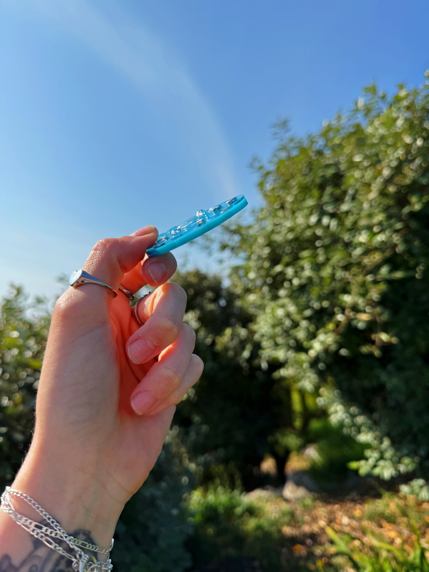 Teal magic palm oval